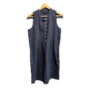Quince Indigo Blue Organic Cotton Gauze Sleeveless Swing Women's Dress Size S